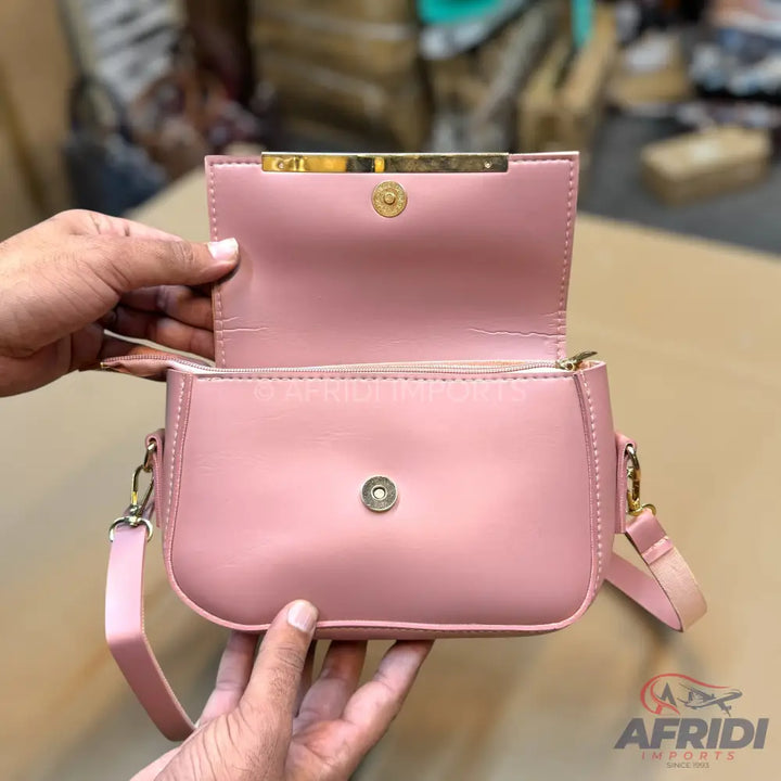 Pink Leather Crossbody Bag