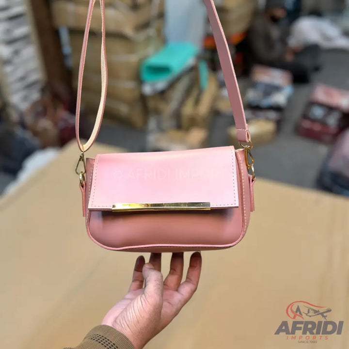 Pink Leather Crossbody Bag