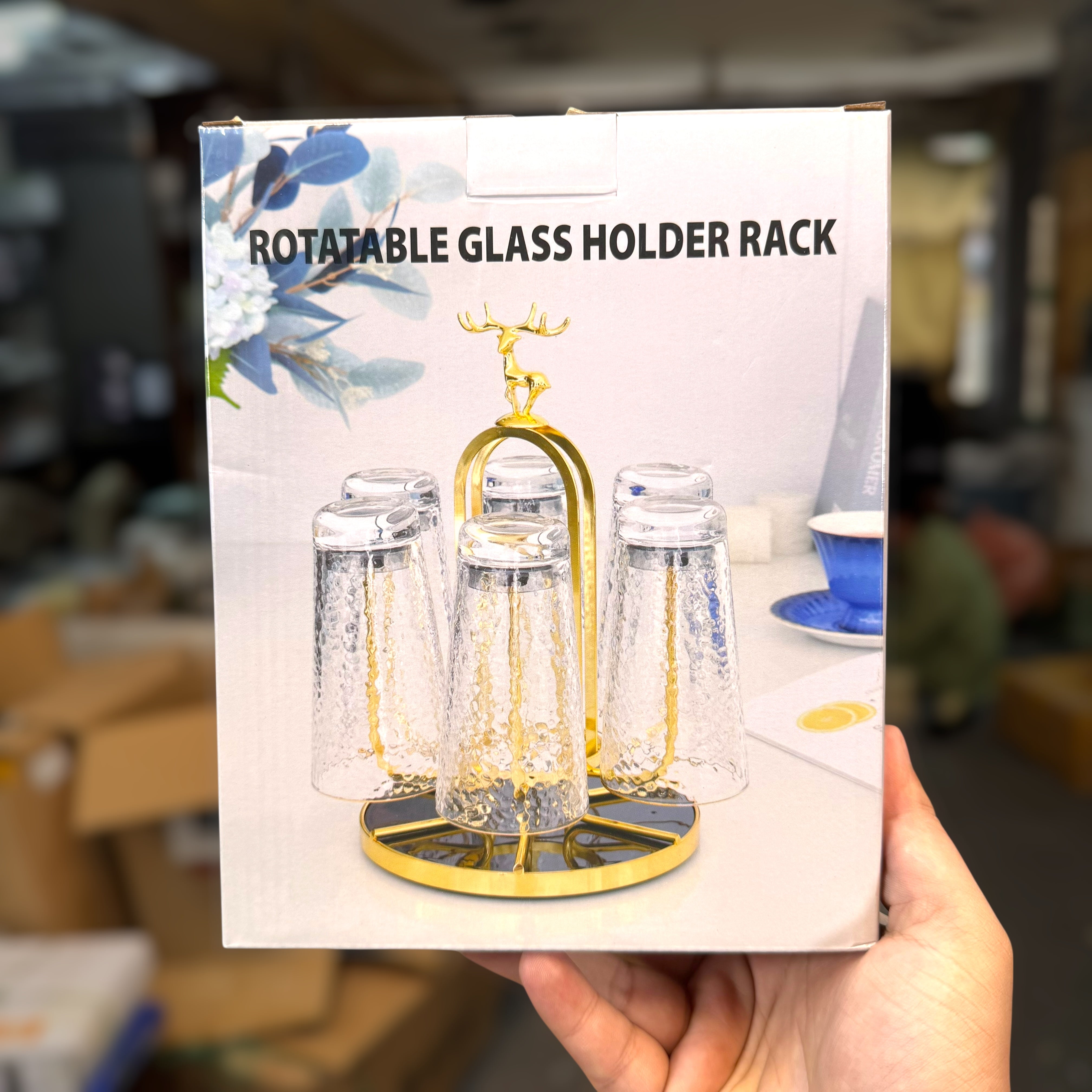 Rotating Glass Holder Rack Compact Kitchen Organizer – Afridi Imports