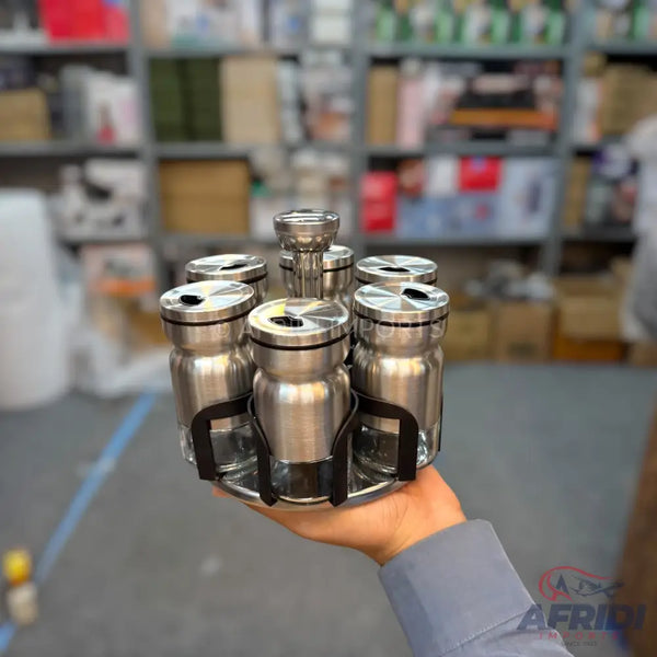 6 Piece Glass Canister with Metal Casing