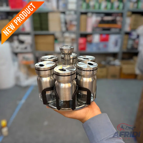 6 Piece Glass Canister with Metal Casing