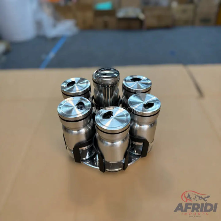 6 Piece Glass Canister with Metal Casing