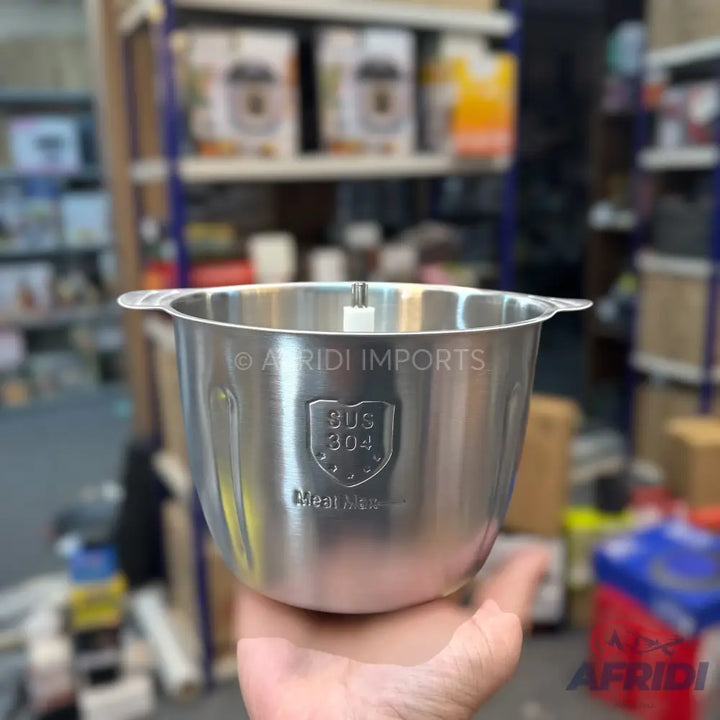 Stainless steel mixing bowl with a polished finish.