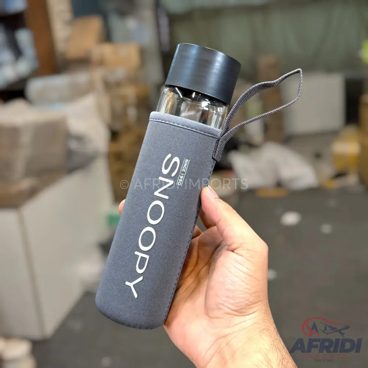 Snoopy - 450ml Glass Bottle - Black (EF19-B)