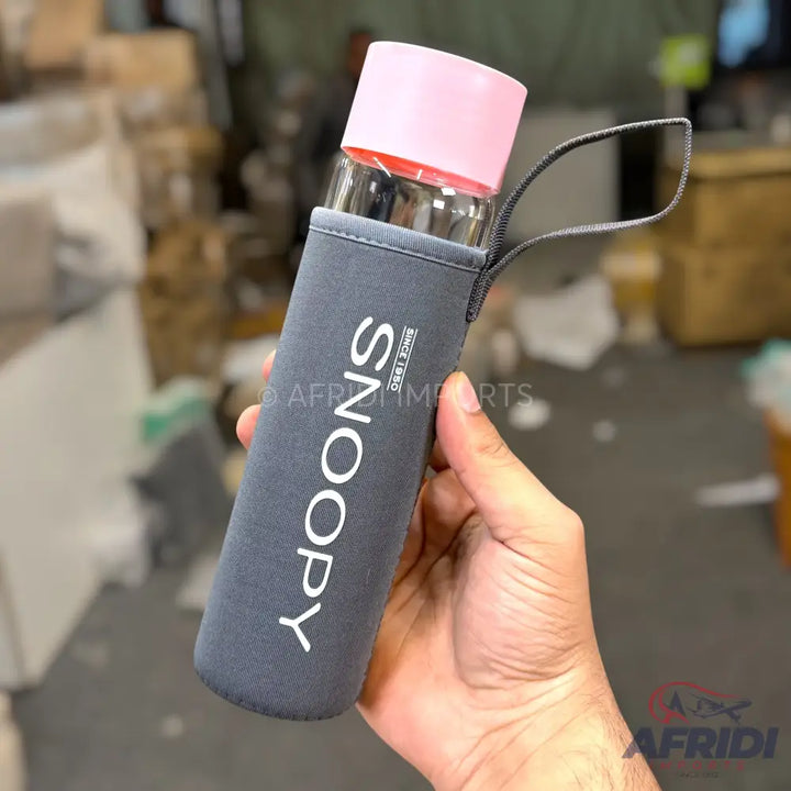 Snoopy - 450ml Glass Bottle - Pink (EF19-C)