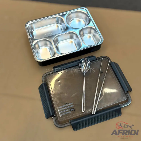 Stainless Steel Lunch Box with Utensils - Black(PF55-B)