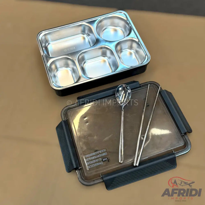 Stainless Steel Lunch Box with Utensils - Black(PF55-B)