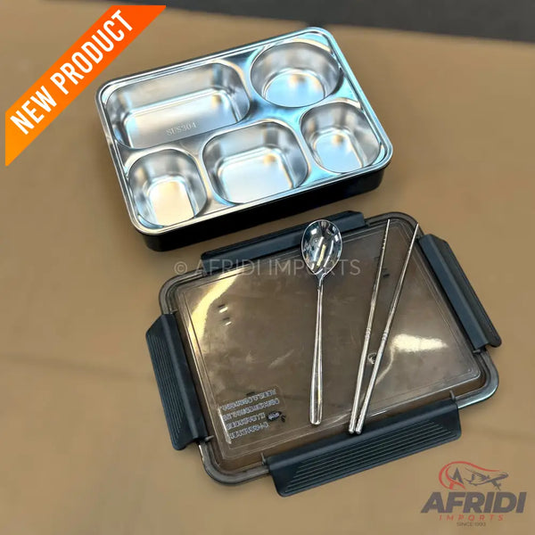 Stainless Steel Lunch Box with Utensils - Black(PF55-B)