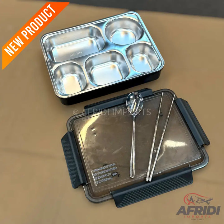 Stainless Steel Lunch Box with Utensils - Black(PF55-B)