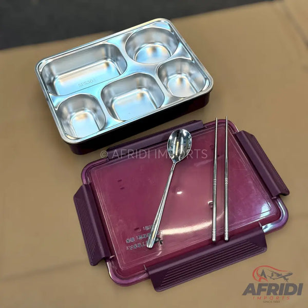 Stainless Steel Lunch Box with Utensils - Pink (PF55-A)