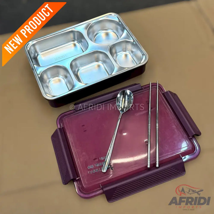 Stainless Steel Lunch Box with Utensils - Pink (PF55-A)