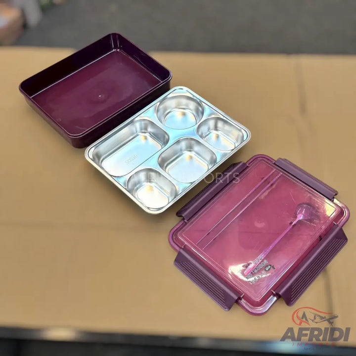 Stainless Steel Lunch Box with Utensils - Pink (PF55-A)