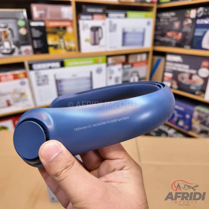 Blue neck fan with a 1200mAh x 2 monster power battery.
