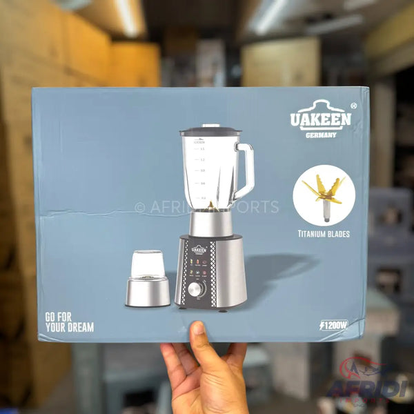 A blender and grinder set with titanium blades.