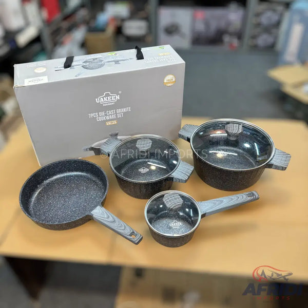 Uakeen 7 Piece Dis Cast Granite Cookware Set German Lot