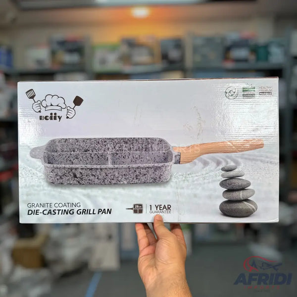 Uoiiy 28cm Granite 3 Section Grill Pan