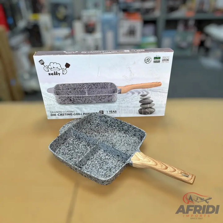 Uoiiy 28cm Granite 3 Section Grill Pan