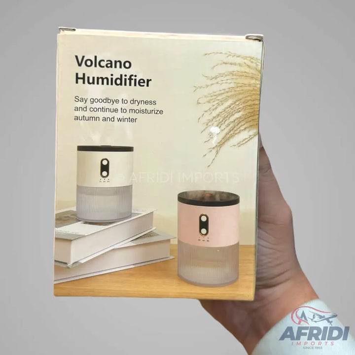 Box for a ’Volcano Humidifier’ with two devices displayed on the front.