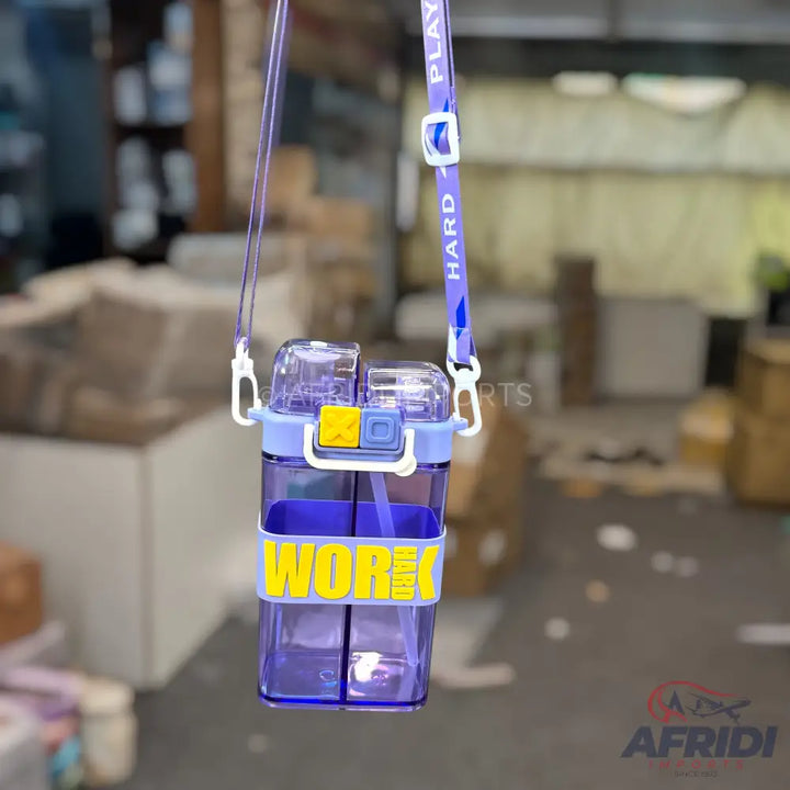 Work Hard - Dual Compartment Water Bottle - Purple (YF4-D)
