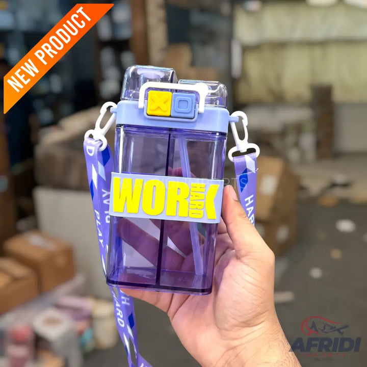 Work Hard - Dual Compartment Water Bottle - Purple (YF4-D)