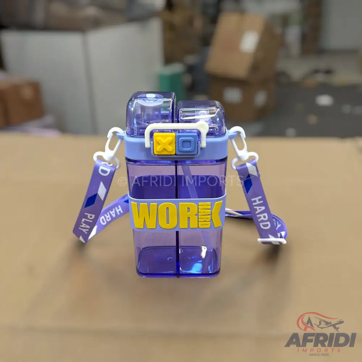 Work Hard - Dual Compartment Water Bottle - Purple (YF4-D)