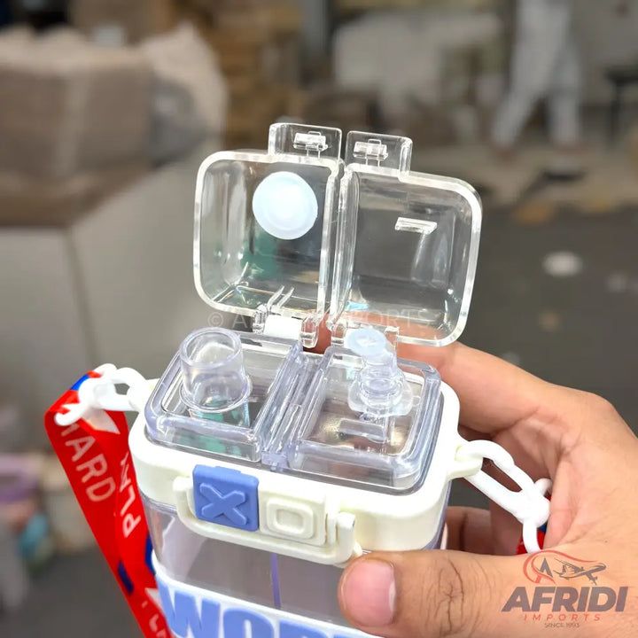 Work Hard - Dual Compartment Water Bottle - White (YF4-C)