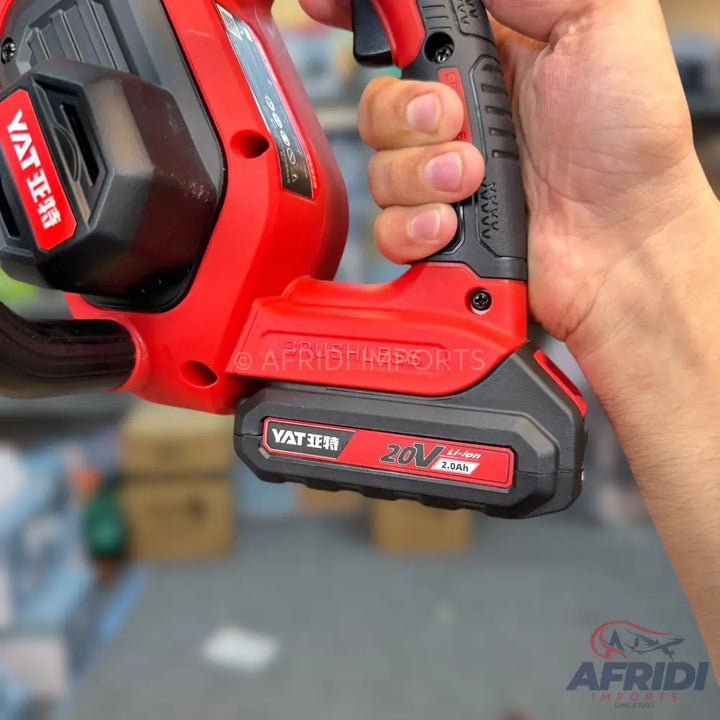 Red and black cordless power tool with a 20V, 2.0Ah lithium-ion battery.